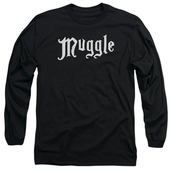 Trevco HP1002B-AL-4 Harry Potter Muggle Long Sleeve T-Shirt with 18-1 Thickness for Adult, Black - Extra Large