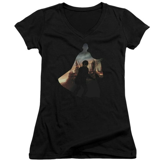 Trevco Harry Potter & Voldemort Looms Junior V-Neck T-Shirt, Black - Medium
