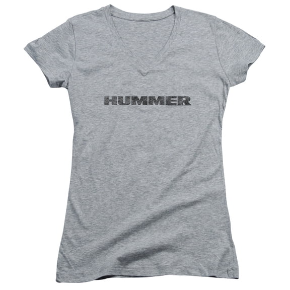 hummer - distressed hummer logo junior v-neck t-shirt - junior v-neck t-shirt / xl / gray