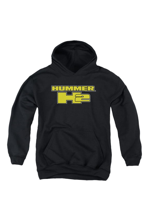 HMR102-YFTH-2 Hummer H2 Block Logo Pull-Over Hoodie T-Shirt for Youth, Black - Medium