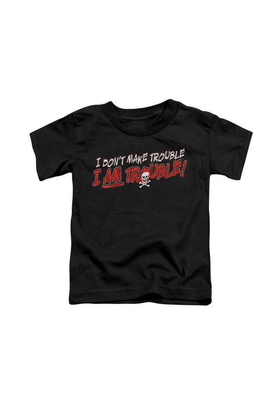 I Am Trouble-Short Sleeve Toddler T-Shirt, Black - Large - 4 Toddler