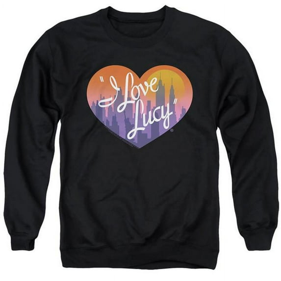Trevco I Love Lucy & Heart Of The City-Adult Crewneck Sweatshirt, Black - Medium