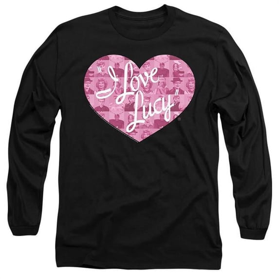 Trevco I Love Lucy & Many Moods Logo - Long Sleeve Adult 18-1 T-Shirt, Black - Extra Large