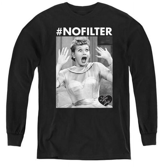 Trevco I Love Lucy & No Filter-Youth Long Sleeve Tee, Black - Medium
