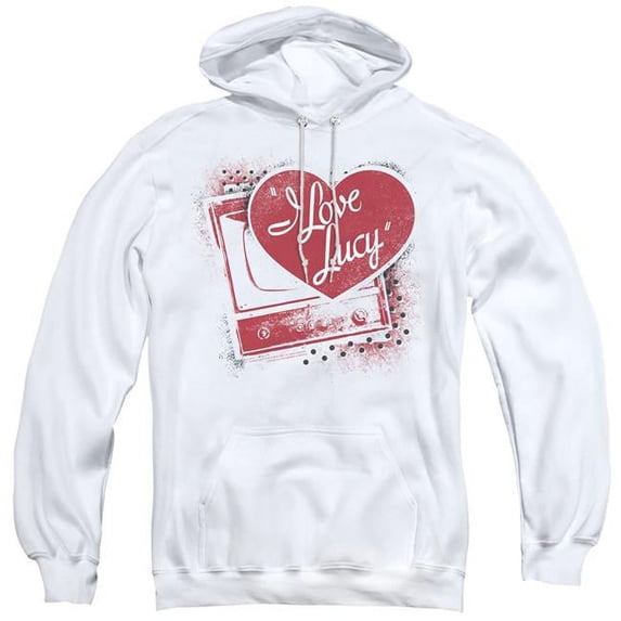 Trevco I Love Lucy & Spray Paint Heart-Adult Pull-Over Hoodie, White - Large