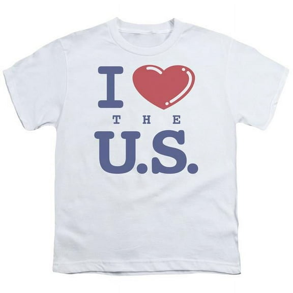 Trevco  I Love the Us-Short Sleeve Youth 18-1 T-Shirt, White - Large