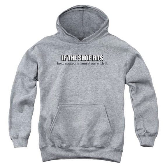 Trevco If the Shoe Fits-Youth Pullover Hoodie, Athletic Heather - Large