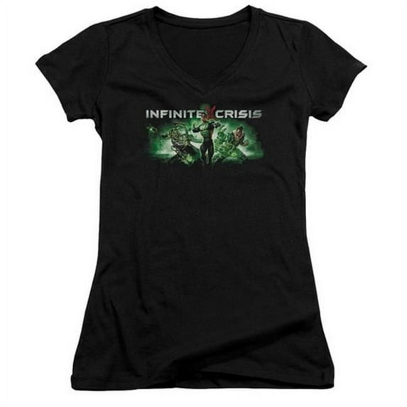 Trevco Infinite Crisis-Ic Green Junior V-Neck Tee- Black - Small