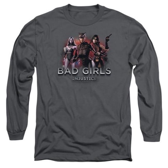 Trevco Injustice Gods Among Us-Bad Girls Long Sleeve Adult 18-1 Tee- Charcoal - 2X