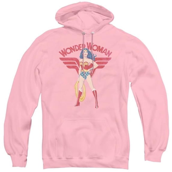 Trevco JLA & WW Sparkle - Adult Pull-Over Hoodie, Pink - Small