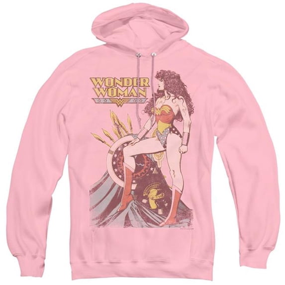 Trevco JLA614-AFTH-3 JLA & Armament-Adult Pull-Over Hoodie, Pink - Large