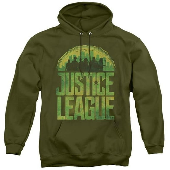 Trevco JLM119-AFTH-2 Justice League Movie & Kryptonite-Adult Pull-Over Hoodie, Military Green - Medium