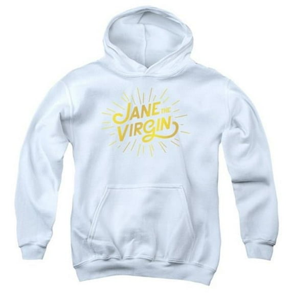 Trevco Jane The Virgin-Golden Logo - Youth Pull-Over Hoodie - White- Medium