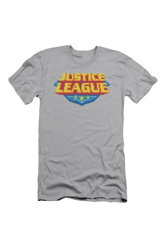 Trevco Jla-8 Bit Logo Short Sleeve Adult 30-1 Tee- Silver - Large