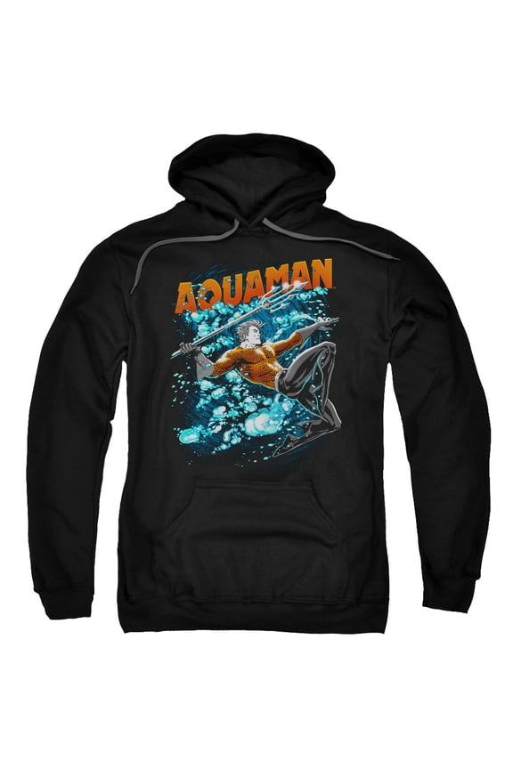 Jla-Aqua Bubbles Adult Pull-Over Hoodie- Black - Small