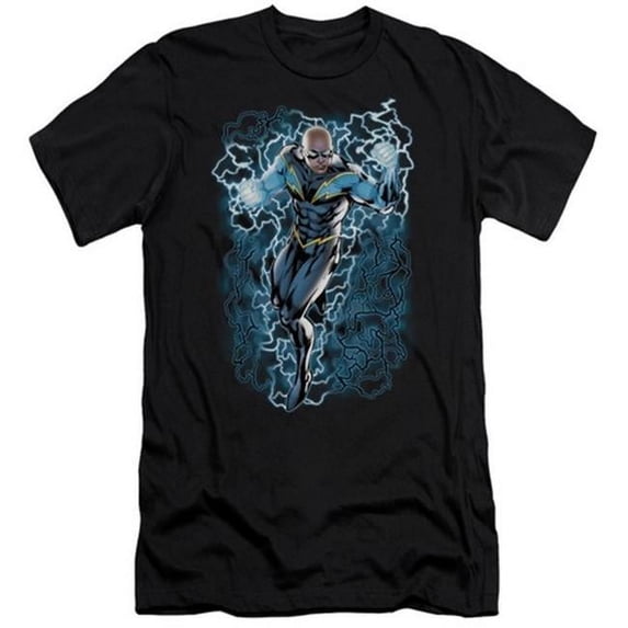 Trevco Jla-Black Lightning Bolts Short Sleeve Adult 30-1 Tee- Black - Large
