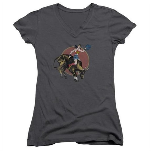 Trevco Jla-Bull Rider Junior V-Neck Tee- Charcoal - Small