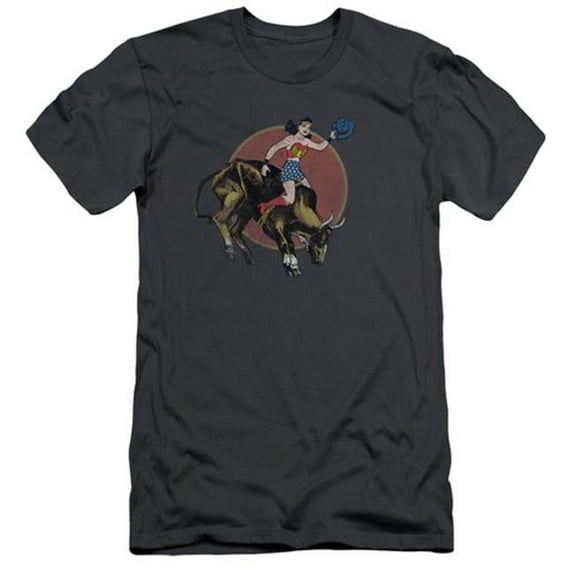 Trevco Jla-Bull Rider Short Sleeve Adult 30-1 Tee- Charcoal - Large