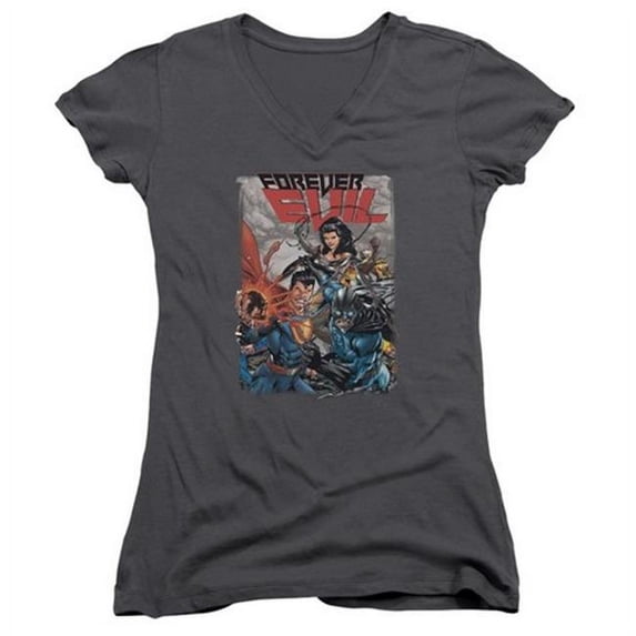 Trevco Jla-Crime Syndicate Junior V-Neck Tee- Charcoal - XL
