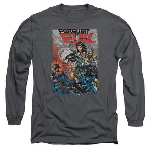 Trevco Jla-Crime Syndicate Long Sleeve Adult 18-1 Tee- Charcoal - 2X