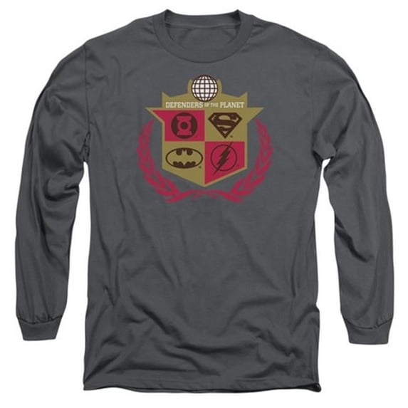 Trevco Jla-Defenders Long Sleeve Adult 18-1 Tee- Charcoal - Large