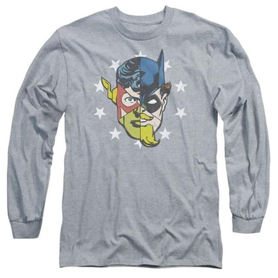 Trevco Jla-Face Off Long Sleeve Adult 18-1 Tee- Athletic Heather - Medium