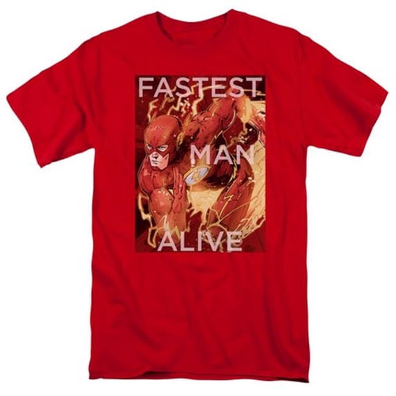 Trevco Jla-Fastest Man Alive Short Sleeve Adult 18-1 Tee - Red - Large