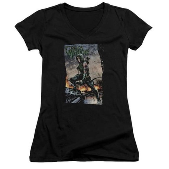 Trevco Jla-Fire And Rain Junior V-Neck Tee- Black - Small