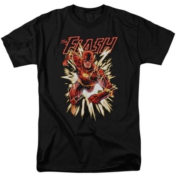 Trevco Jla-Flash Glow Short Sleeve Adult 18-1 Tee- Black - 2X