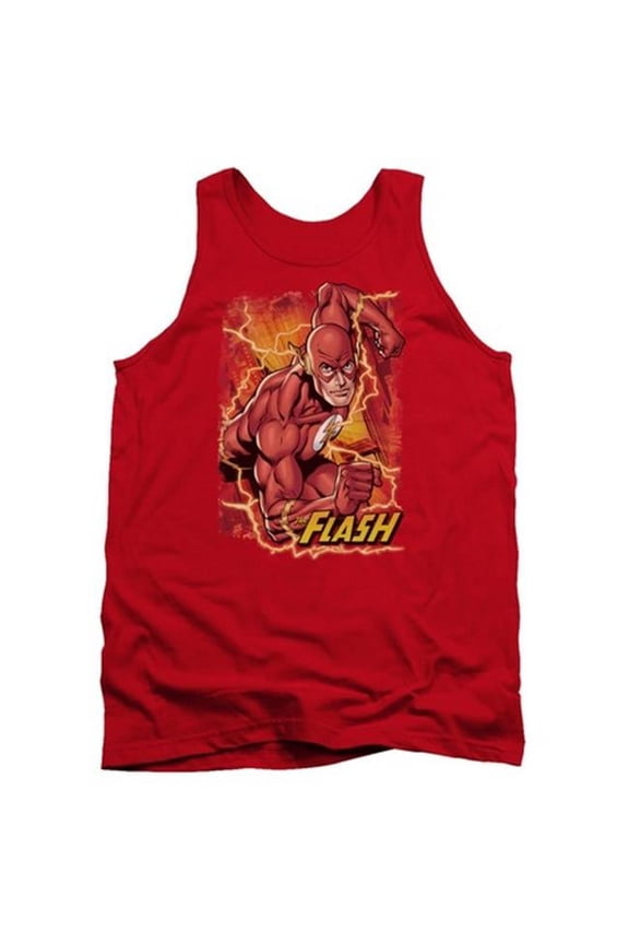 Jla-Flash Lightning Adult Tank Top- Red - Medium