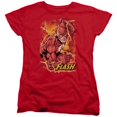 thumbnail image 1 of Trevco Jla-Flash Lightning Short Sleeve Womens Tee- Red - Large, 1 of 1