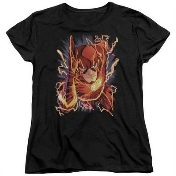 Trevco Jla-Flash No.1 - Short Sleeve Womens Tee - Black- Extra Large