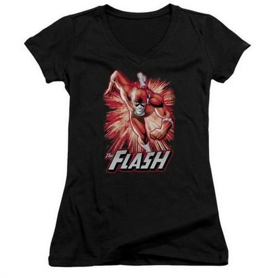 Trevco Jla-Flash Red & Gray Junior V-Neck Tee - Black - Small