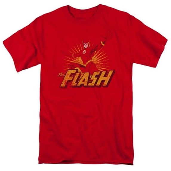 Trevco Jla-Flash Rough Distress Short Sleeve Adult 18-1 Tee- Red - 3X