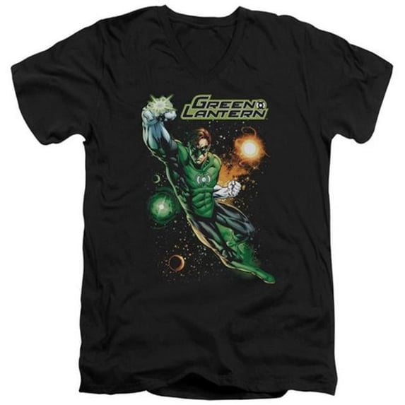 Trevco Jla-Galactic Guardian Short Sleeve Adult V-Neck 30-1 Tee- Black - Large