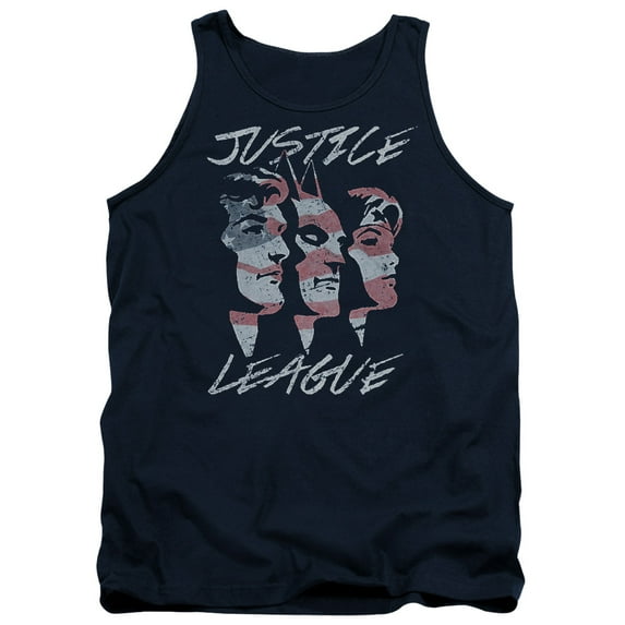 Trevco Jla-Justice For America Adult Tank Top- Navy - Large