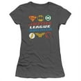 thumbnail image 1 of Trevco Jla-Pixel Logos Short Sleeve Junior Sheer Tee- Charcoal - Small, 1 of 1