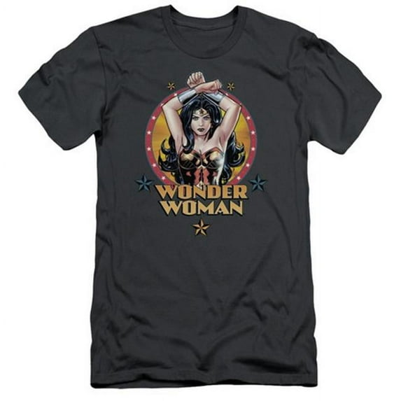 Trevco Jla-Powerful Woman Short Sleeve Adult 30-1 Tee- Charcoal - XL