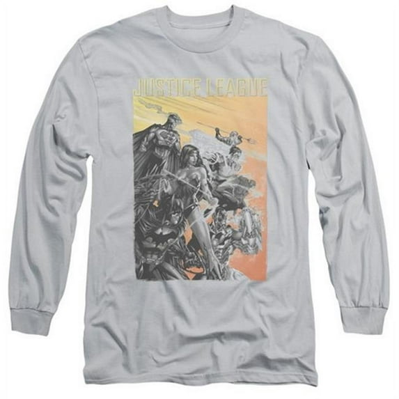 Trevco Jla-Red Dawn Long Sleeve Adult 18-1 Tee- Silver - Large
