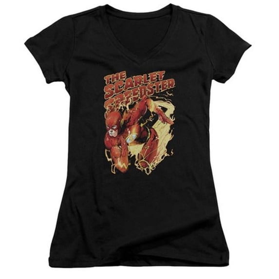Trevco Jla-Scarlet Speedster Junior V-Neck Tee- Black - XL