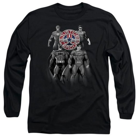 Trevco Jla-Shades Of Gray Long Sleeve Adult 18-1 Tee- Black - Medium