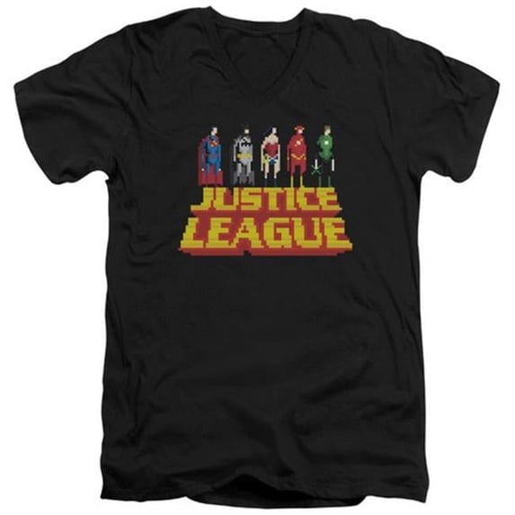 Trevco Jla-Standing Above Short Sleeve Adult V-Neck 30-1 Tee- Black - Medium