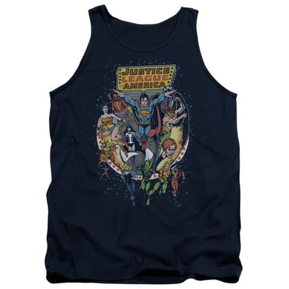 Trevco Jla-Star Group Adult Tank Top- Navy - Large