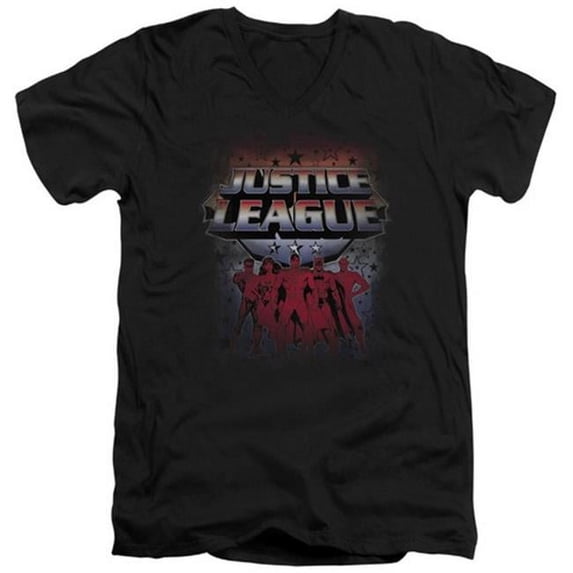 Trevco Jla-Star League Short Sleeve Adult V-Neck 30-1 Tee- Black - 2X