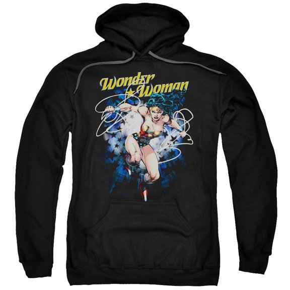 Trevco Jla-Starburst Adult Pull-Over Hoodie- Black - Small