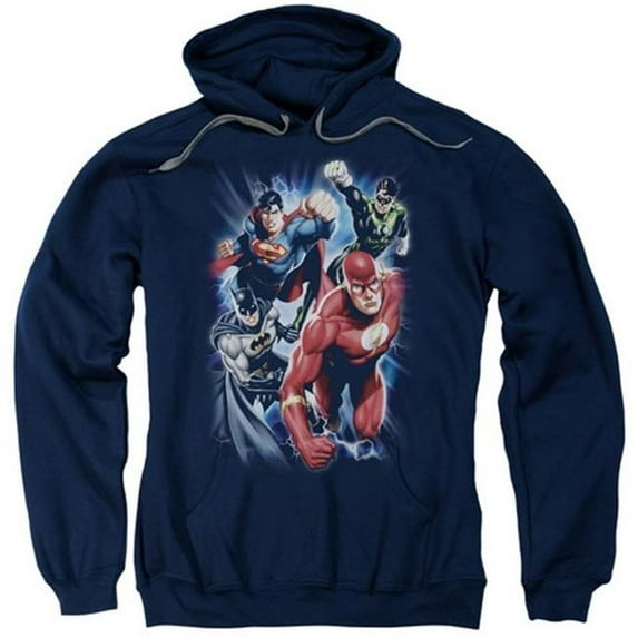 Trevco Jla-Storm Chasers Adult Pull-Over Hoodie- Navy - Medium