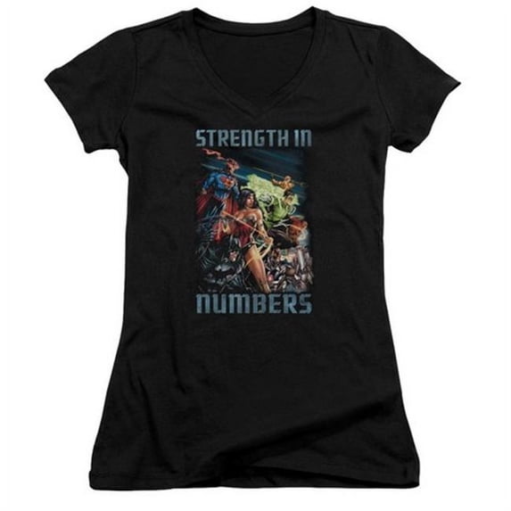 Trevco Jla-Strength In Number Junior V-Neck Tee- Black - Large