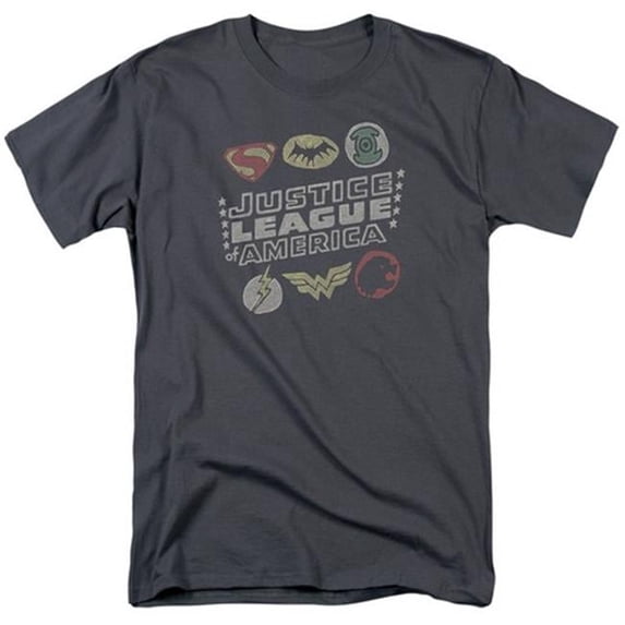 Trevco Jla-Symbols Short Sleeve Adult 18-1 Tee- Charcoal - Small