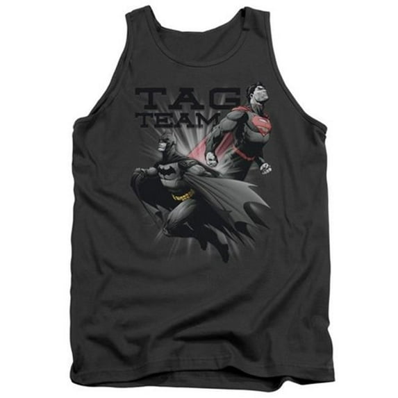 Trevco Jla-Tag Team Adult Tank Top- Charcoal - Small