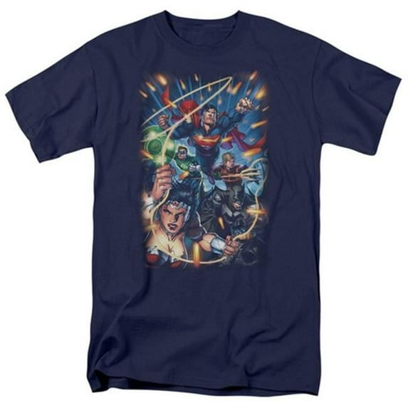 Trevco Jla-Under Attack Short Sleeve Adult 18-1 Tee- Navy - 4X